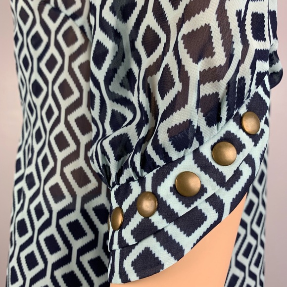 41 HAWTHORN Stitch Fix Small Blue Studded Blouse - Picture 4 of 6